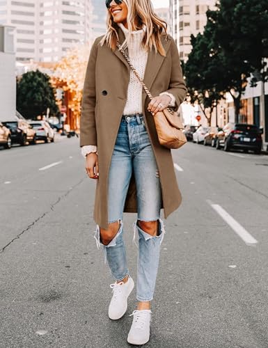 Yidarer Women's Winter Wool Coat Mid-Long Notch Lapel Single Breasted Peacoat Casual Trench Coats Outwear2