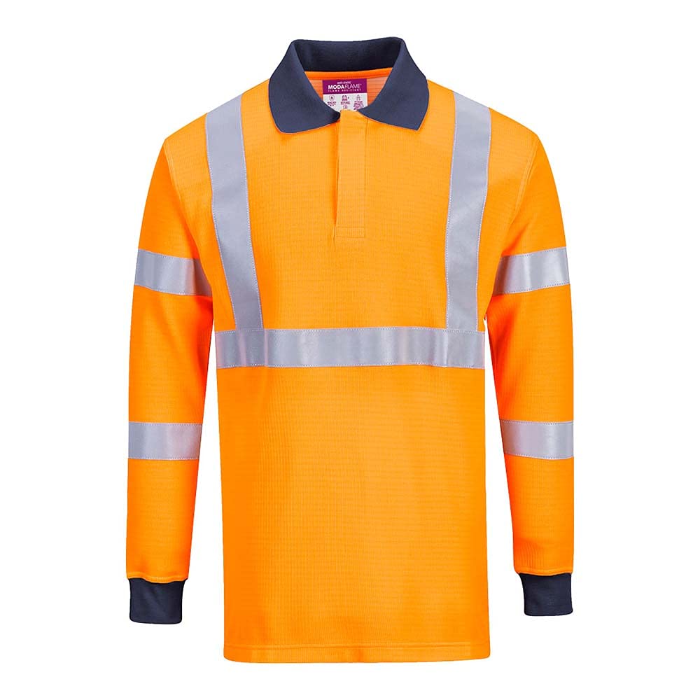 Portwest FR76 Modaflame Knit HVO FR Long Sleeve Polo Shirt Metal Free