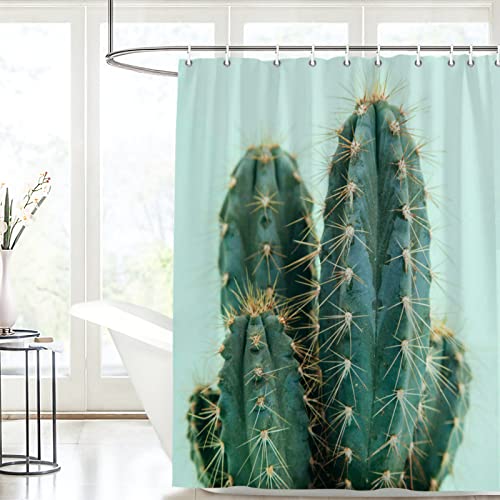 HRBK Rideau de Douche 150x180 Figue De Barbarie Vert Clair Rideaux de Douche Durable Polyester Tissu Lavable Rideau Salle de Bain avec Crochets pour Salle de Bain Douche et Baignoire