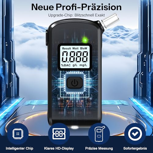 Yeerain Alkoholtester, Professioneller Promillemessgerät mit Digitaler LCD-Anzeige, Tragbarer Alkoholmessgerät für den Einsatz zu Hause oder auf Partys