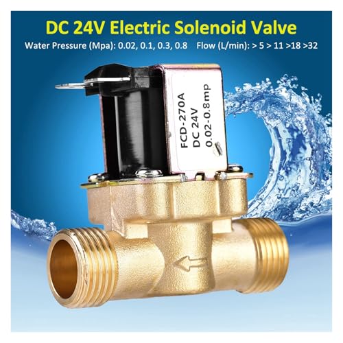 Vanne électrique eau G1/2 24V anti fuite solénoïde en laiton normalement fermé - 3