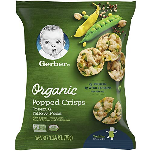 Gerber Organic Popped Crisps Yellow & Green Peas, 4 Count