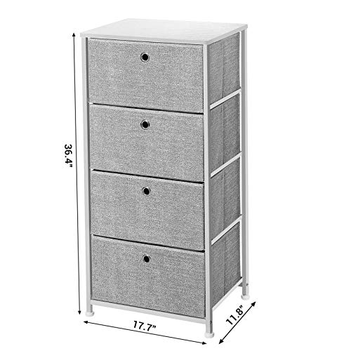 Songmics Nightstand, Dresser With 4 Easy Pull Fabric Drawers, Chest Of Drawers, Storage Organizer With Metal Frame, Wooden Tabletop, For Living Room, Closet, Nursery, Light Gray And White Ults04W #TOP2