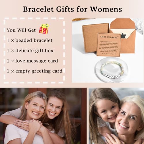 IKIATY Grammy Gifts, Christmas Mothers Day Birthday Gifts for Grammy Grandma from Grandkids, Stocking Stuffers for Women Adults, Beaded Bracelets Jewelry Gifts for Elder Women by IKIATY - Used condition - Image 4