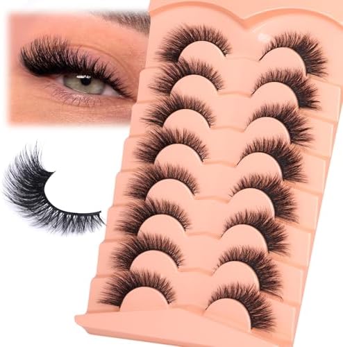Mink Lashes Cat Eye False Lashes Fox Eye False Eyelashes Lashes Natural D-Curly Volume Fake Eyelashes Soft Handmade Lashes that Look Like Extensions Lashes Pack