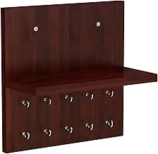 flux Wooden Display Shelves Shelf, Trophies Plant Stand with Hooks for Wall, floting Wall Mounted Shelf Multipurpose Rack,showpiece Stand for Living Room,Lobby Decoration (Square Rustic red).