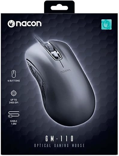 Gaming mouse Nacon GM-110, optical sensor 2400 dpi. 6 buttons. Cable 1.8 m. Compatible Windows XP/Vista/7/8/11. BLACK.