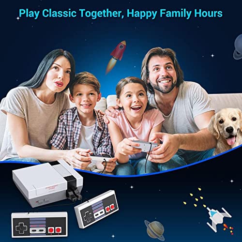 Retro Game Console, Classic Mini Retro Game System Built-in 620 Games and 2 Controllers, Plug and Play 8-bit Old School Entertainment System- AV Output