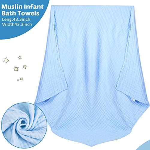 Image of Chumia 6 Pack Baby Muslin Bath Towels Bulk 43.3 x 43.3 Inch 6 Layer Soft Cotton Swaddle Receiving Blankets Breathable Quick Dry for Newborn Infant Toddler, Baby Shower Registry Gifts(Multicolor)