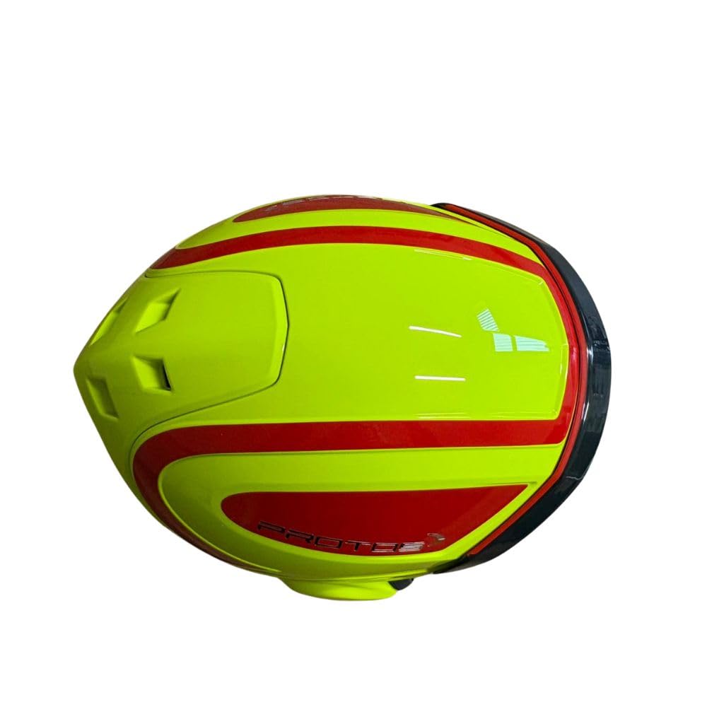 Casque de sécurité Protos Integral Forest 204002-21 - Jaune fluo et rouge certifié KWF - Protection auditive intégrée - Ventilation à 360°