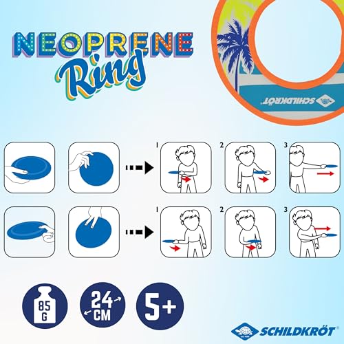 Schildkröt Neopren Ring | weicher, griffiger Wurfring für Kinder und Erwachsene | Frisbee für Strand und Park | salzwasserfest & schnelltrocknend