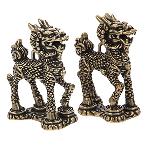 Kylin Statue en Laiton Doré un Duo Artisanal pour Sublimer Votre Bureau