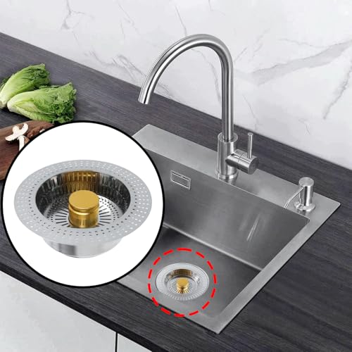Colador y tapón pop-up para fregadero de cocina 3 en 1 acero inoxidable miniatura 4