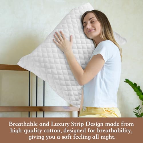Image of Runhike Pillow Case Compatible with Tempurpedic, Waterproof & Stain Resistant, Machine Washable, Soft Polyester Fibre, White, 29 inch x 19 inch