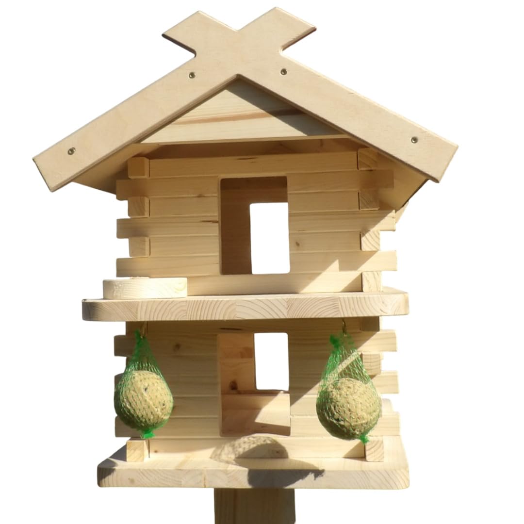 Martinshof - Casetta per uccelli Charlie rosso, lunghezza: 47 cm, larghezza: 38,5 cm, altezza: 43 cm, materiale: legno di abete non trattato, per giardino, matrimonio, terrazza, balcone