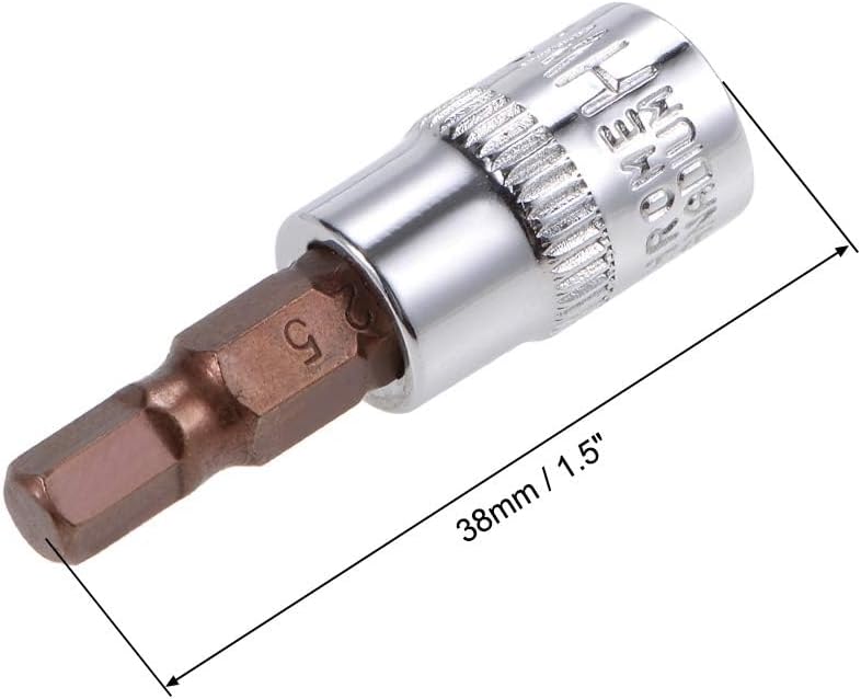 TOP-VIGOR 2Pcs Hex Bit Socket, 1/4" Drive x H5 (5mm) Allen Key Socket, Premium S2 Steel Bits, Hex Bit with 38mm Length for Torque Wrench, Ratchet Wrench, Impact Power Drills, Slide Bar