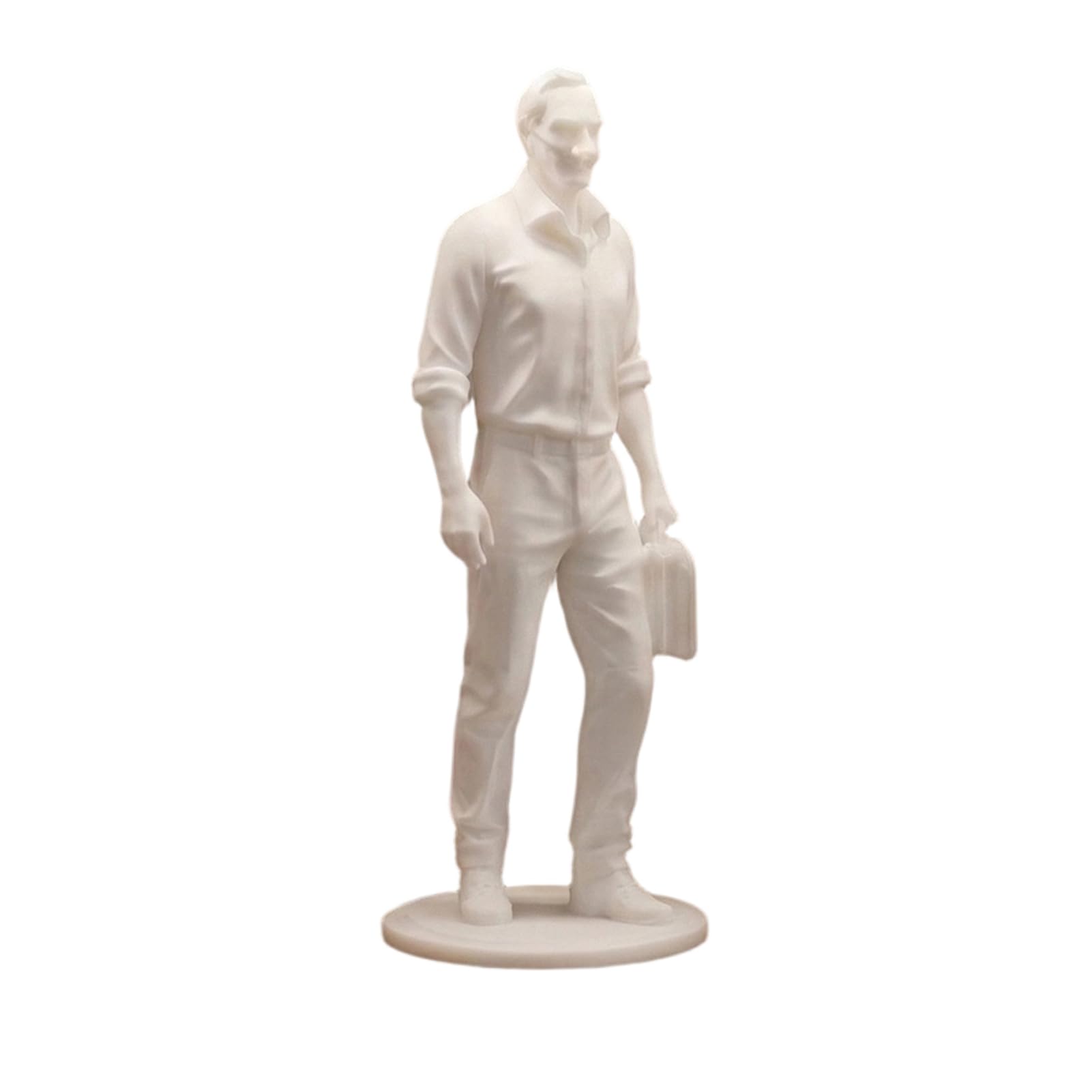 anwhriet Businessman Statue for Desk, 3D Printed Office Decor for Men, Professional Executive Figurine with Briefcase, 13cm Tall Realistic Desktop Ornament, PLA White