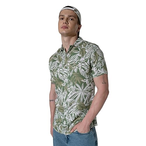 Image of Hubberholme Men's Rayon Relaxed Fit Printed Half Sleeve Resort Shirt