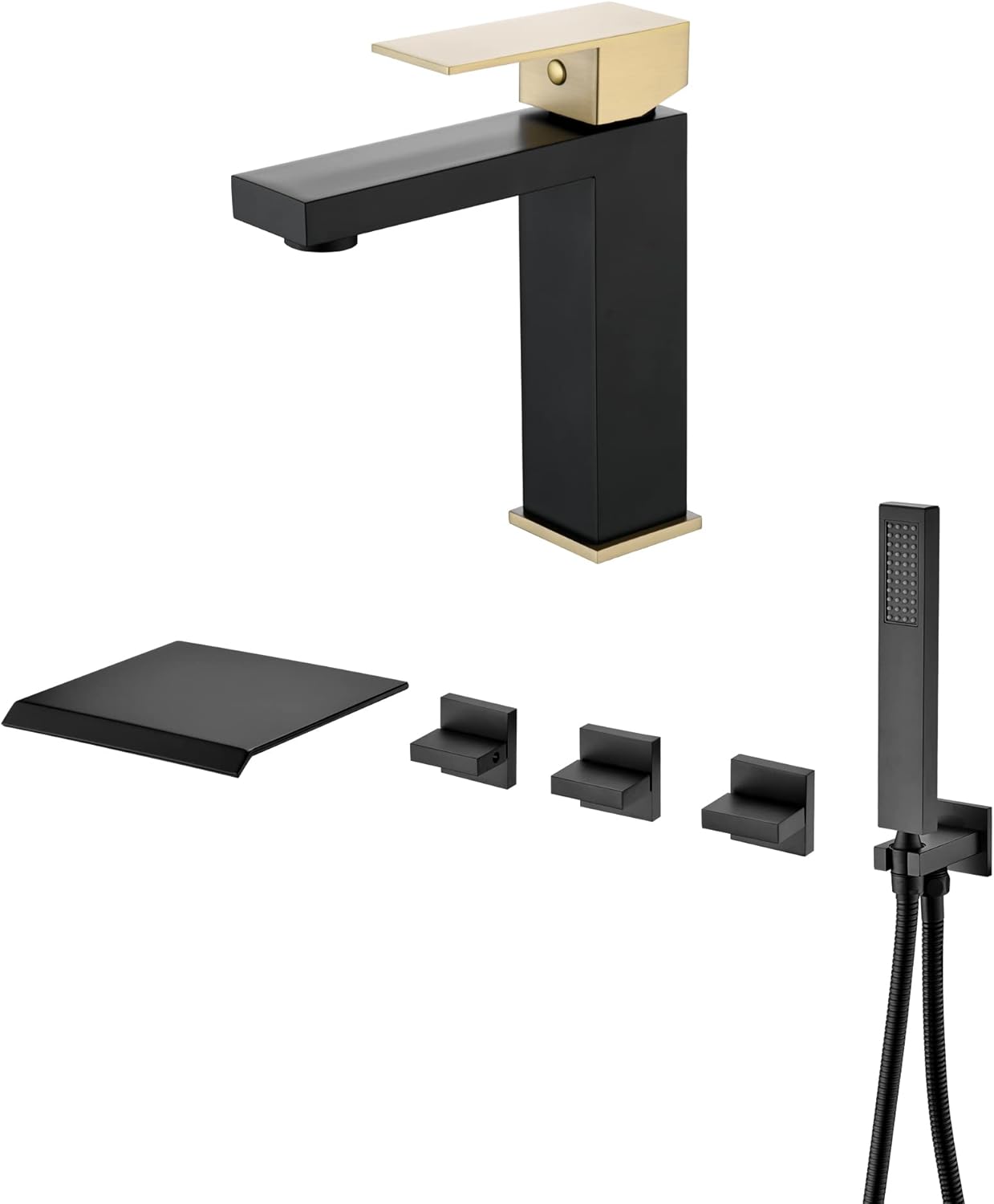 Wall Mount Tub Faucet S2129DW + Bathroom Faucet S1412-MG