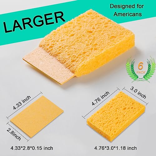 Image of 6-Count Extra Large Compressed Sponges Kitchen for Dishes, Sponges for Cleaning, Biodegradable Cellulose Compressed Sponges for Kitchen, Bathroom, Camper, Backpacker