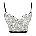 ELLACCI Women's Rhinestone Diamond Push up Bustier Crop Top Sexy Punk Corset Bra Black Large