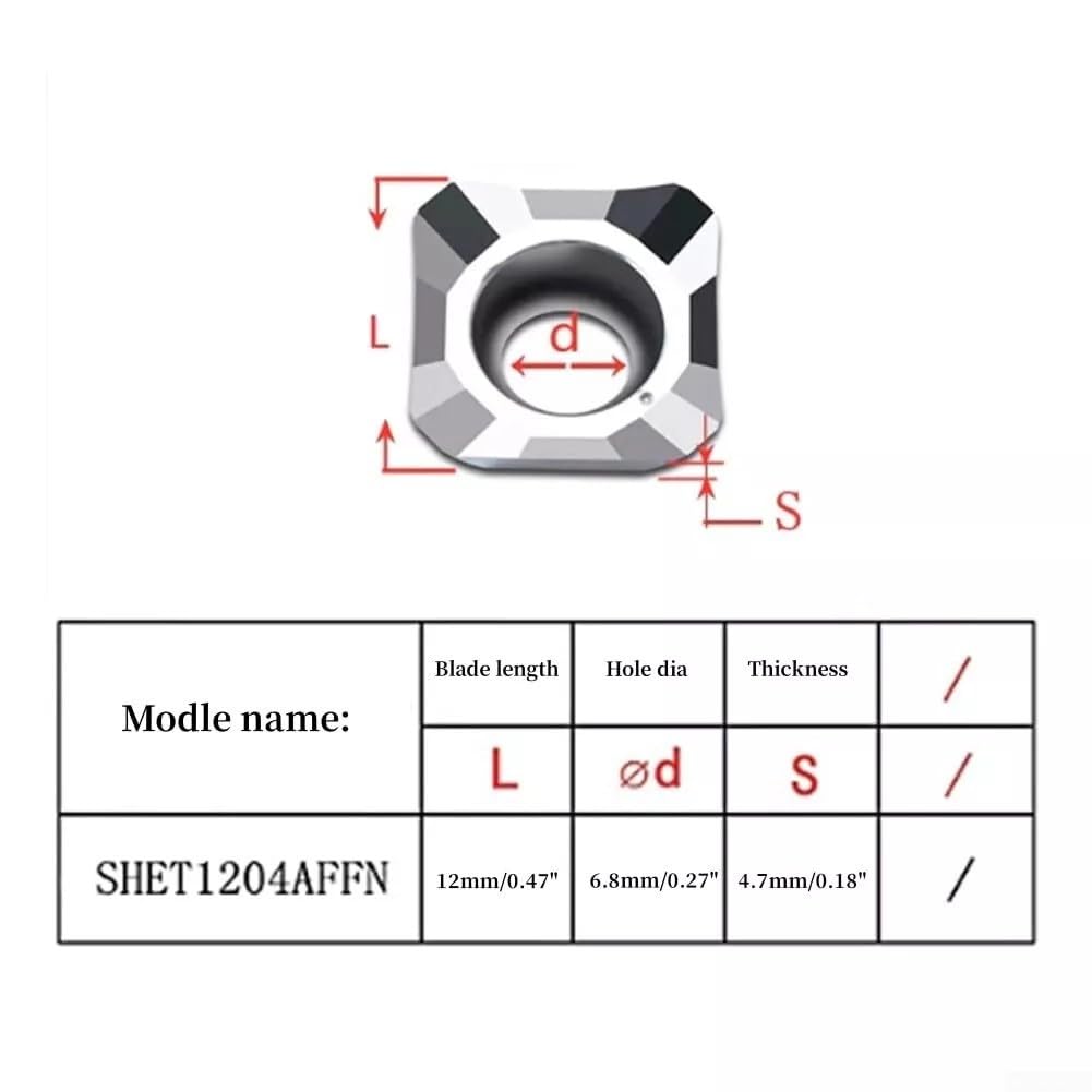 SEHT 1204 AFFNX83 Hartmetall-Einsätze, 10 Stück für effektive Aluminiumbearbeitung