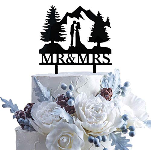 Mountain Wedding Cake Topper, Outdoors Wedding Cake Topper, Mr & Mrs Kiss Cake Topper, Hiking Wedding Cake Topper, Forest Theme Cake Topper, Mountain Cake Topper #TOP3