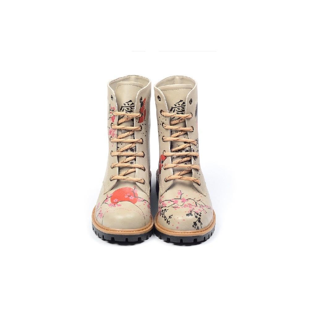 GOBY Long Boots Stiefeletten Damen mit Print | Handgefertigte Stiefel aus veganem Leder – Komfortabel, Nachhaltig & Stylisch – Einzigartiges Design für Alltag & Freizeit