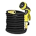 Produktbild UISEBRT Flexibler Gartenschlauch Ausgedehnt 22,5m 75ft - Ausdrehbar Wasserschlauch mit 9 Funktionsspray enthalten - Gewebe mit hoher Dichte (22,5m, Schwarz)