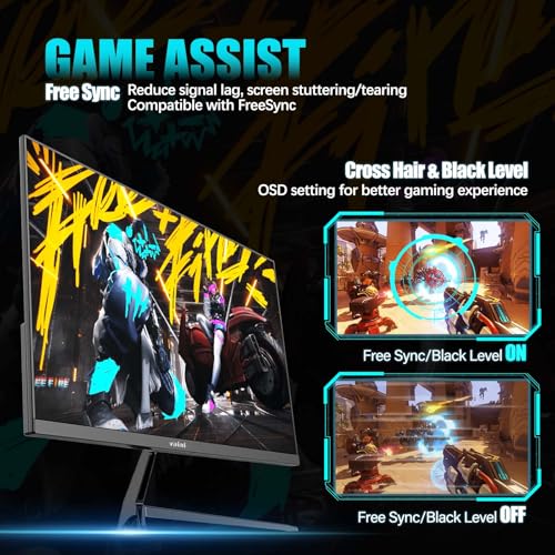 Image of Gaming Monitor, 27 Inch 180Hz 1ms, FHD 1080P, IPS Computer Gaming Monitor, 1000:1, 99% sRGB, FPS /RTS, MPRT 1Ms|FreeSync|HDR|Low Blue Light|HDMI DP| VESA Support, HDMI Cable Included