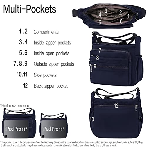 Feeliwant Anti Thief Crossbody Bag For Women Waterproof Shoulder Bag Messenger Bag Casual Nylon Purse Handbag Blue Small #TOP4