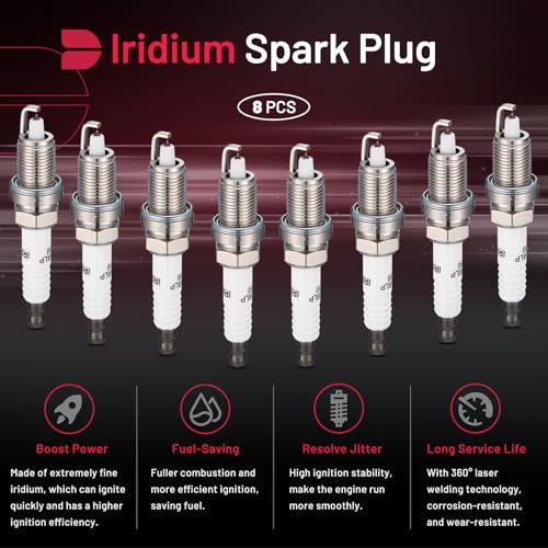 Image of BDFHYK 7781 Iridium Spark Plugs Compatible with Chrysler 300 Pacifica Sebring Town & Country,Compatible with Dodge Avenger Challenger Charger Grand Caravan Journey Magnum Nitro, VW Routan Set of 8