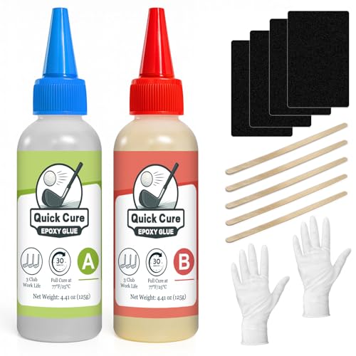 EIGTWEN 5min Golf Club Epoxy, 125+125ml Extra Strength Golf Shaft Epoxy, Applicable to All Clubheads, Drivers, Putters, and Irons, Compatible with Graphite and Steel Shafts (Fast Cure)
