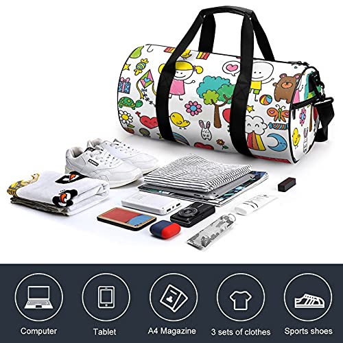 Duffel Bag Cartoon Schilderen Leuke Bagage Sportenzakken voor Reizen Fitness - Image 5