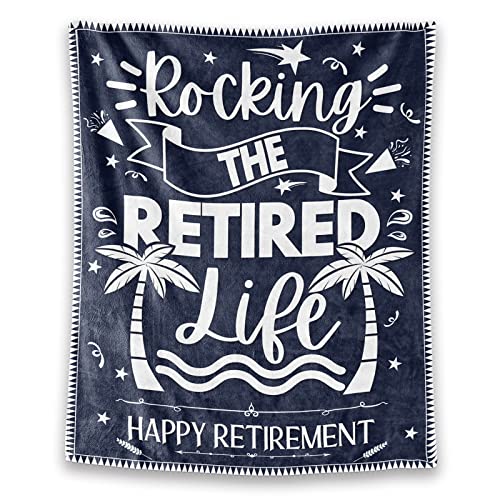 Retirement Throw Blanket - Soft, Fuzzy & Warm - 30x40 Inches Small Blankets for Women - Dark Blue Vintage Throws Farewell Gift for Coworker