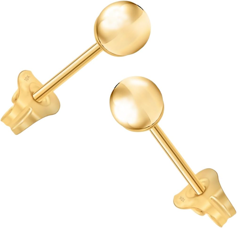 10k Yellow Gold Ball Stud Post Earrings (3mm, 5mm, 8mm)
