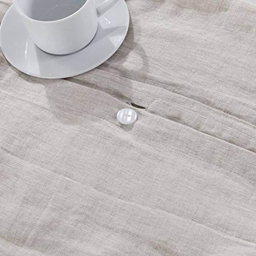 MEADOW PARK 100% Stone Washed Linen Duvet Cover with Pillow Shams, Queen Size 3 Pieces Set, Basic Style, Corner Ties, Natural - Thumbnail 4