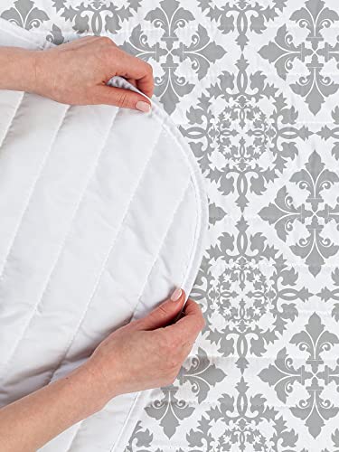 Ambesonne Grey Microfiber Bedspread Set, Antique Victorian Floral Retro Patterns In Modern Graphic Print Old Fashioned Art, Soft Bedding Set With Pillow Shams & Comforter, Queen Size, Grey White #TOP3