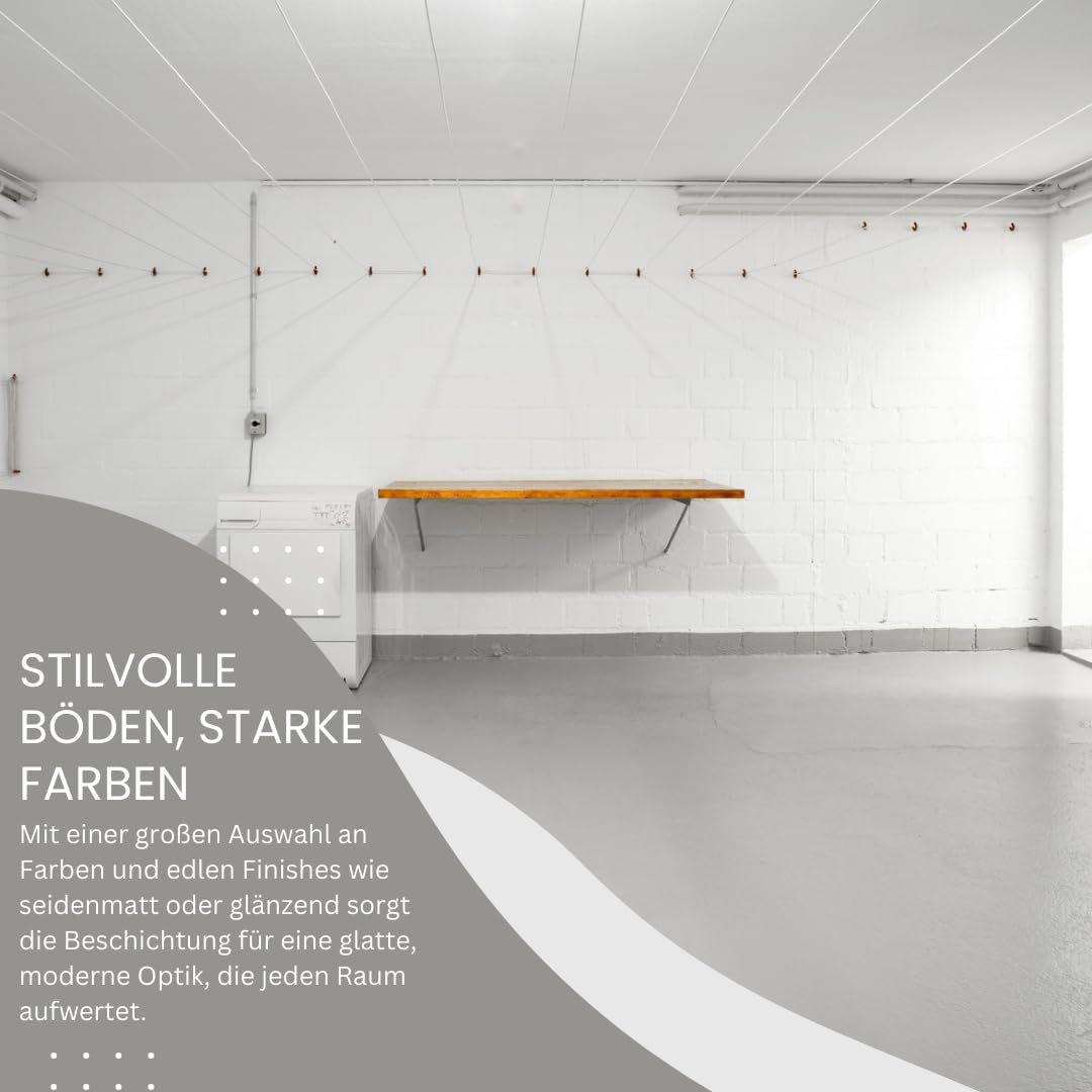 Contura 2K Bodenfarbe Betonfarbe Garagenfarbe Kellerboden Fussbodenlack Seidenmatt Lack (9005 Schwarz, 1,10Liter (1L+100ml Härter))