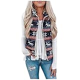 YUTANRAL Vests For Women,Christmas Fashion Graphics Sleeveless High Collar Zip Up Cardigan Sweaters