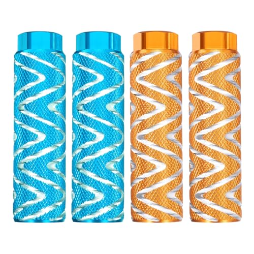 QUARKZMAN 2 Pares De Pegs para Bicicleta Aleación De Aluminio Pegs De Acrobacias Traseros Pedales Antideslizantes para Ejes De 3/8' para Bicicleta De Montaña BMX Azul Cielo Y Amarillo