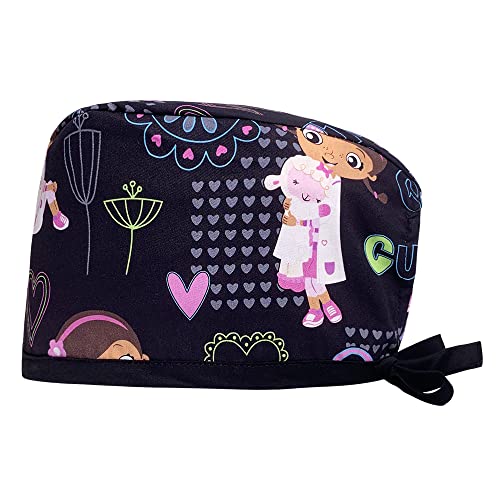 niaahinn Unisex Medical Scrub Caps Cartoon Printing Working Hat Multicolor Nursing Caps for Nurses (24022)