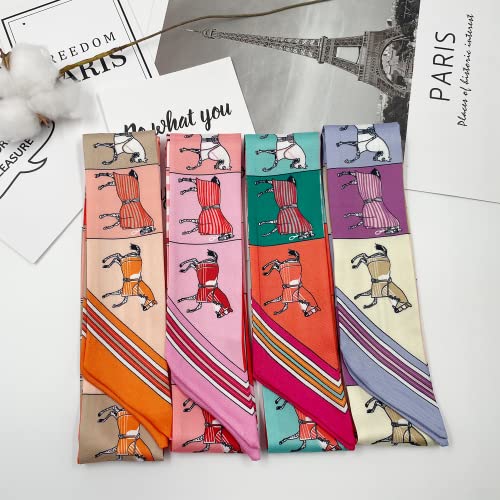 4pcs Purse Scarf For Handbags Silk Head Scarf For Hair Fashion Skinny Scarf For Women Long Neckerchief2