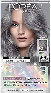 L'Oreal Paris Feria Multi-Faceted Shimmering Permanent Hair Color Hair Dye, S1 Smokey Silver