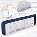 59 Inches Toddler Bed Rail Fold Down Safety Baby Bed Guard with NBR Foam Including 1 Pc Safety Strap by KOOLDOO (Blue)