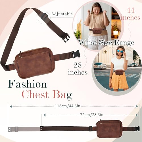 Waist Bag for Women VX VONXURY Vegan Leather Bumbags Fanny Pack Lightweight Crossbody Belt Bag with Adjustable Strap for Outdoor Running Hiking,Brown - Image 2
