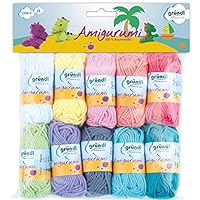 Gründl Wolle Amigurumi - dünne Wolle zum Häkeln von kleinen Figuren - Häkelgarn- Glänzend und hautfreundlich - 100 % Baumwolle - 10 Miniknäuel 10 g / 23 m - Nadelstärke 3 - 4 - Pastell