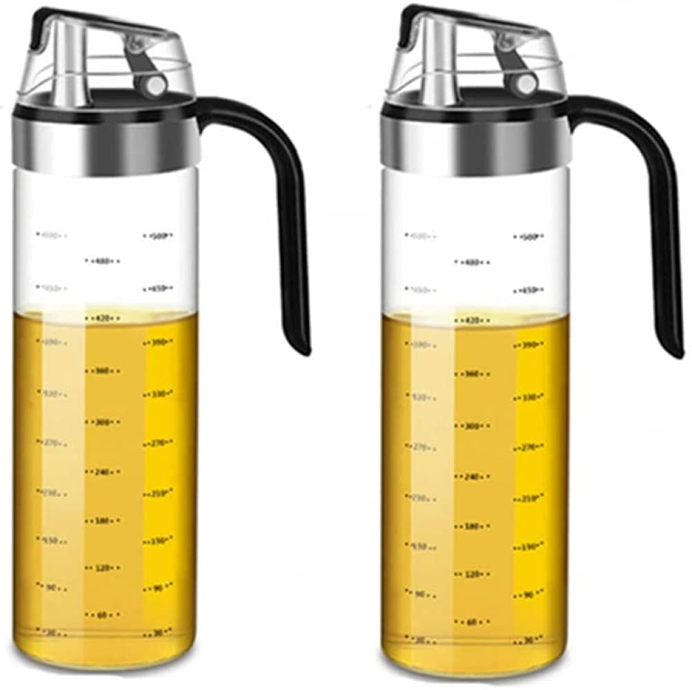 BERTY·PUYI Aceitera 550 Ml - Dosificador De Aceite De Oliva - Botella De Vinagre - Apertura Y Cierre Automático De La Botella De Aceite - Dosificador De Vinagre-2 Piece