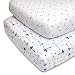 The Peanutshell Fitted Crib Sheet Set for Baby Boys or Girls | 2 Pack Sheets in Rockets & Shooting Stars | Fits Standard Crib Mattresses