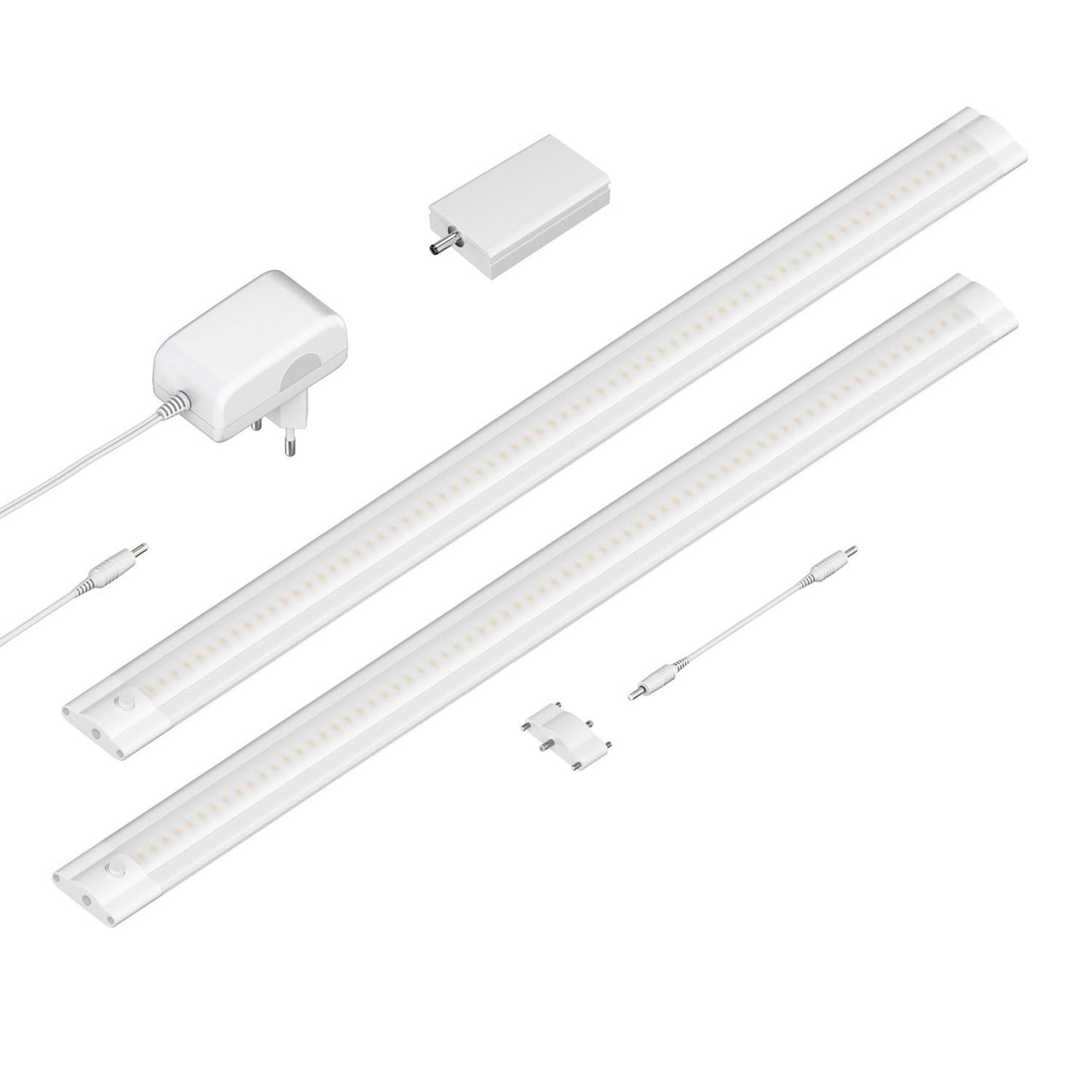 ledscom.de Smarte LED Unterbau-Leuchte SIRIS weiß matt, WLAN-Controller, flach, Smart-Home, Alexa-fähig, je 50cm, je 531lm, warmweiß, 2er Set